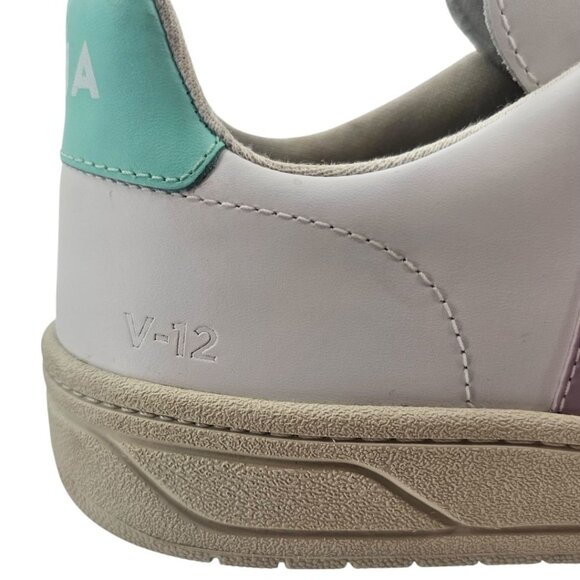 Veja Womens 7 V-12 LEATHER WHITE PARME TURQUOISE Sneakers - Picture 8 of 16